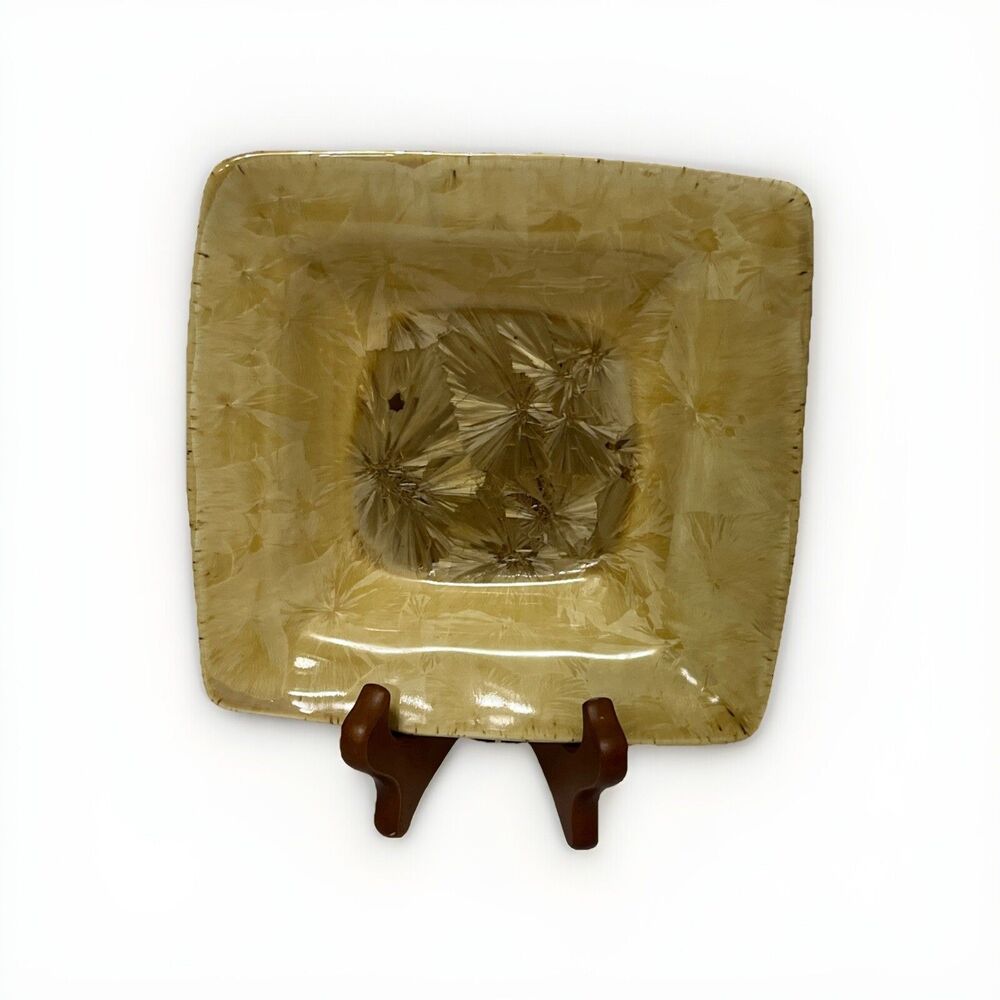 Beautiful Ivory Seagrove NC Studio Art Pottery Crystalline Square Dish 6.5”